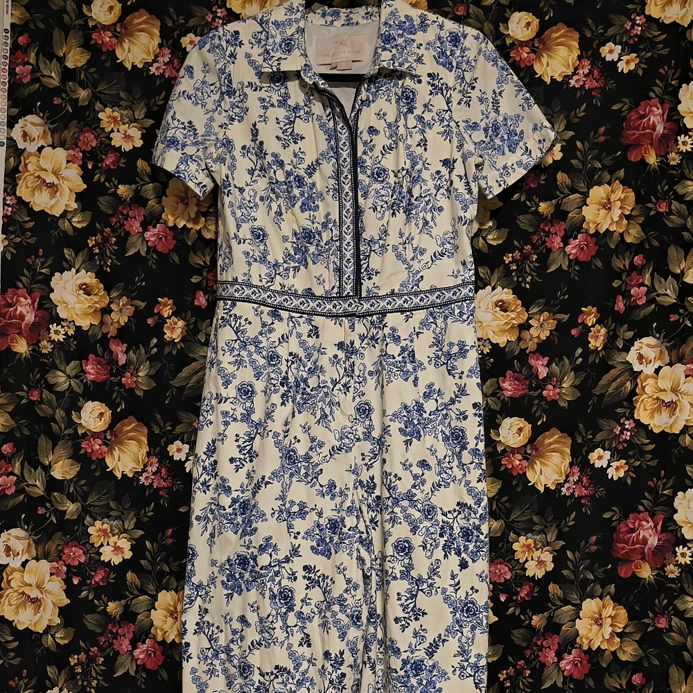 Gal Meets Glam Blue and White Floral Jumpsuit